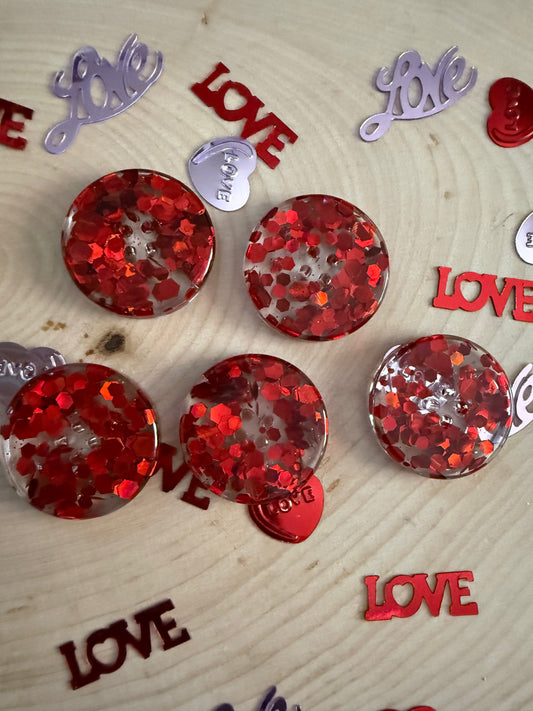 Red Glitter Resin Button
